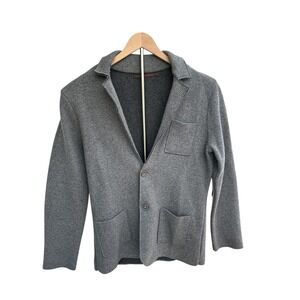 Emozioni Uomo Funique Gray Wool Blend Hybrid Sweater Blazer Jacket Size Medium